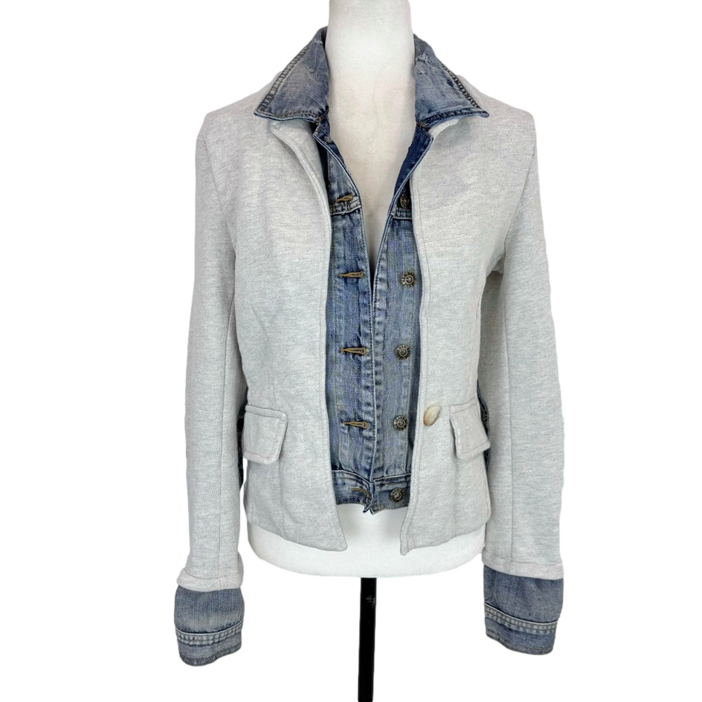 Frederick Ian sweatshirt blazer, faux jean jacket